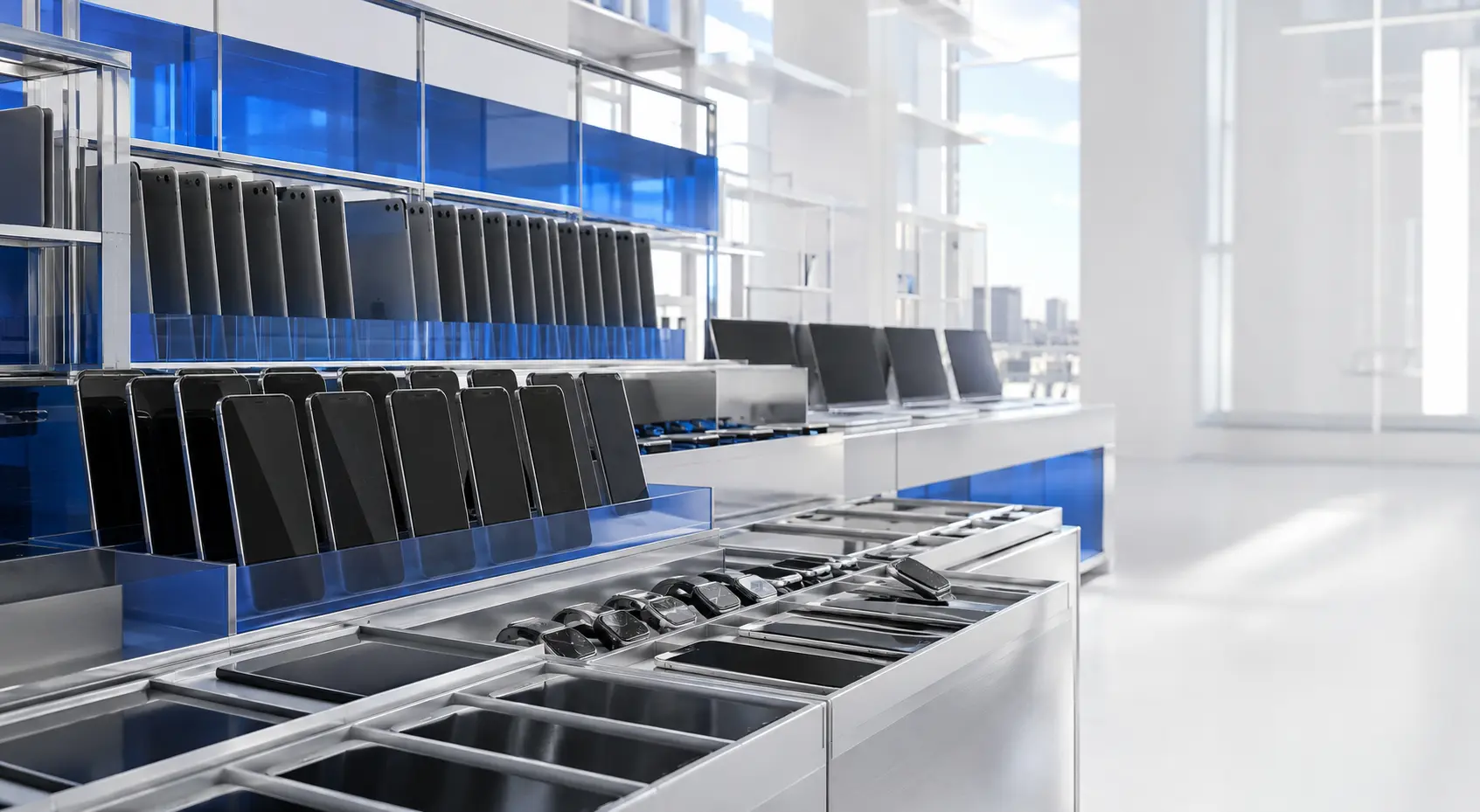 Organized technology inventory prepared for distribution